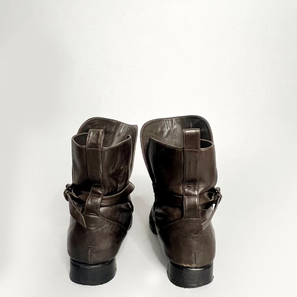 Alexander Wang Moto Boots Size 41 Women's Dark Brown And Black Leather Booties - Picture 6 of 11